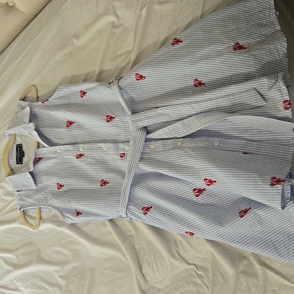Kiel James Patrick Blue and White Striped Shirt Dress Lobster